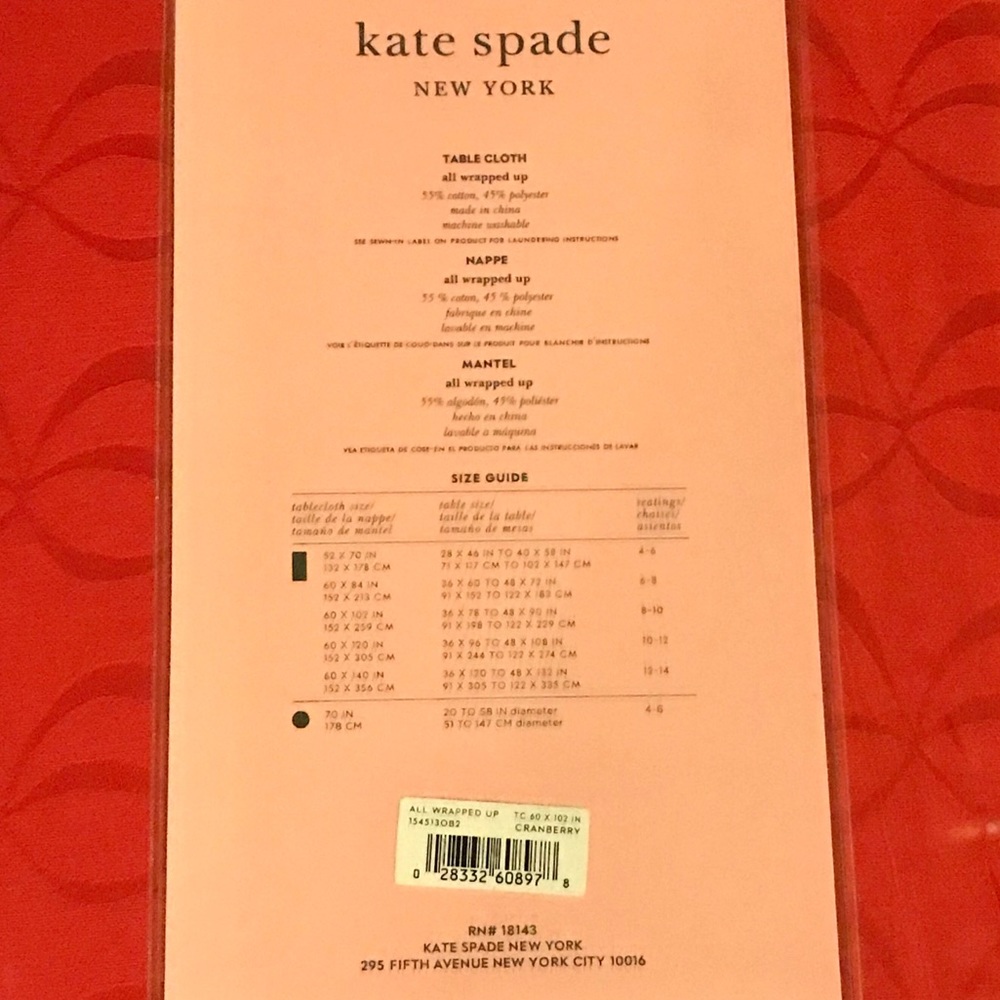 Kate Spade Wrapped Up Red Bow Tablecloth | 60x102 - Picture 3 of 3